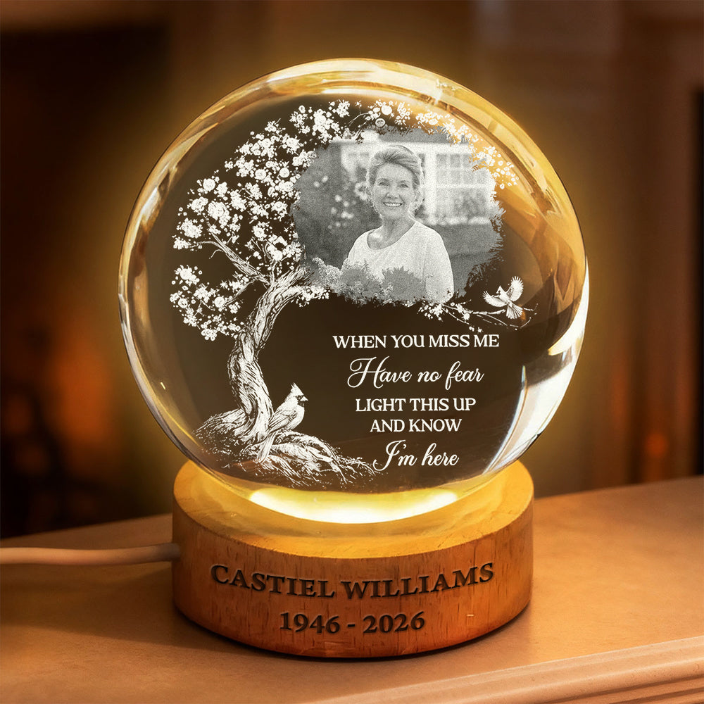 Light This Up - Personalized Crystal Globe Lamp - Base Engraving