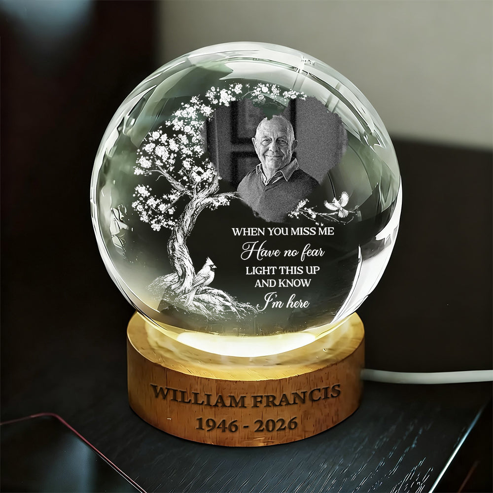 Light This Up - Personalized Crystal Globe Lamp - Base Engraving