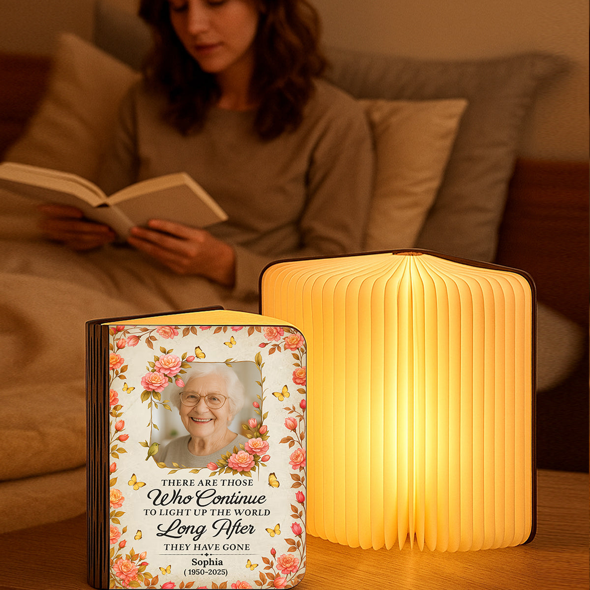 Personalized Book Lamp: A custom-engraved wooden book that lights up, perfect for gifting and home decor.
