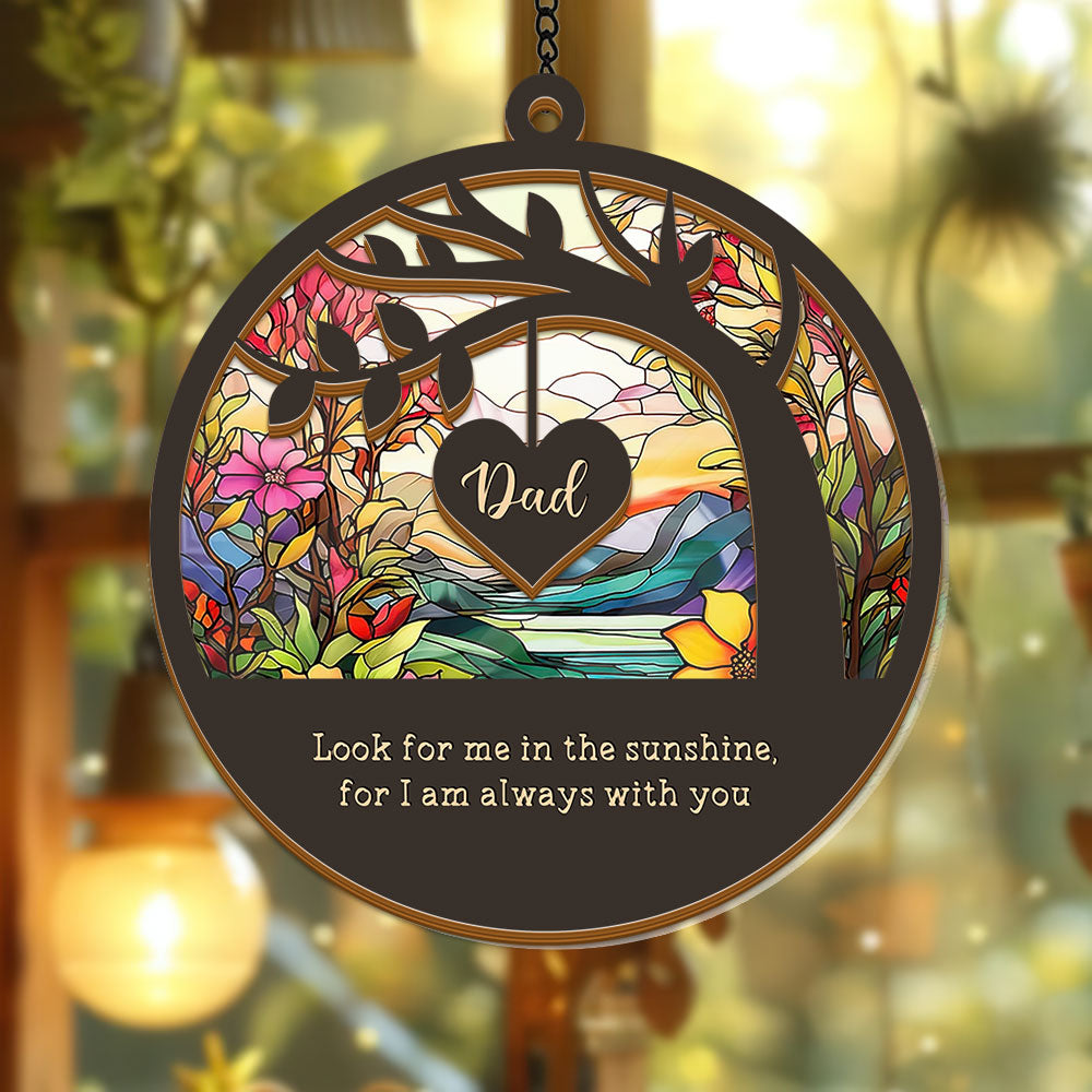 Personalized memorial suncatcher with delicate feather design, a thoughtful loss sympathy gift.