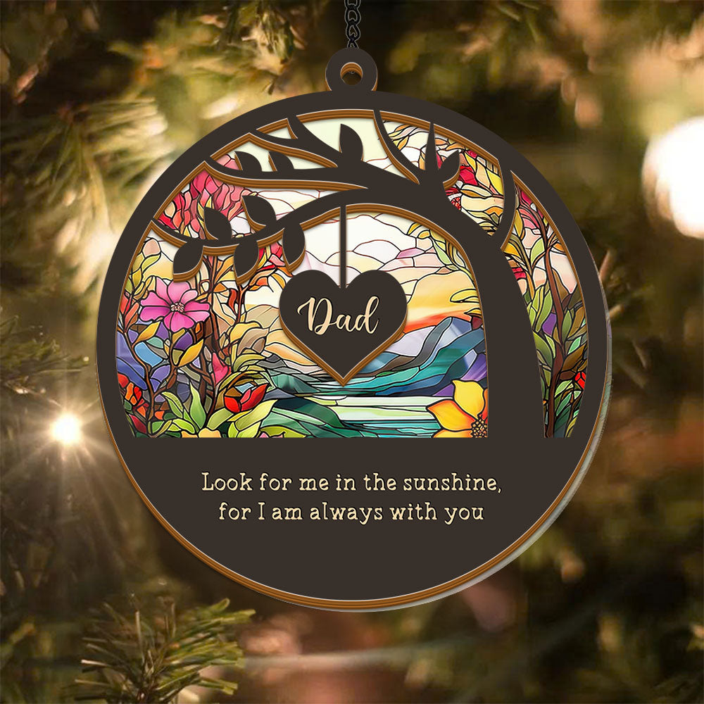 Personalized memorial suncatcher with delicate feather design, a thoughtful loss sympathy gift.