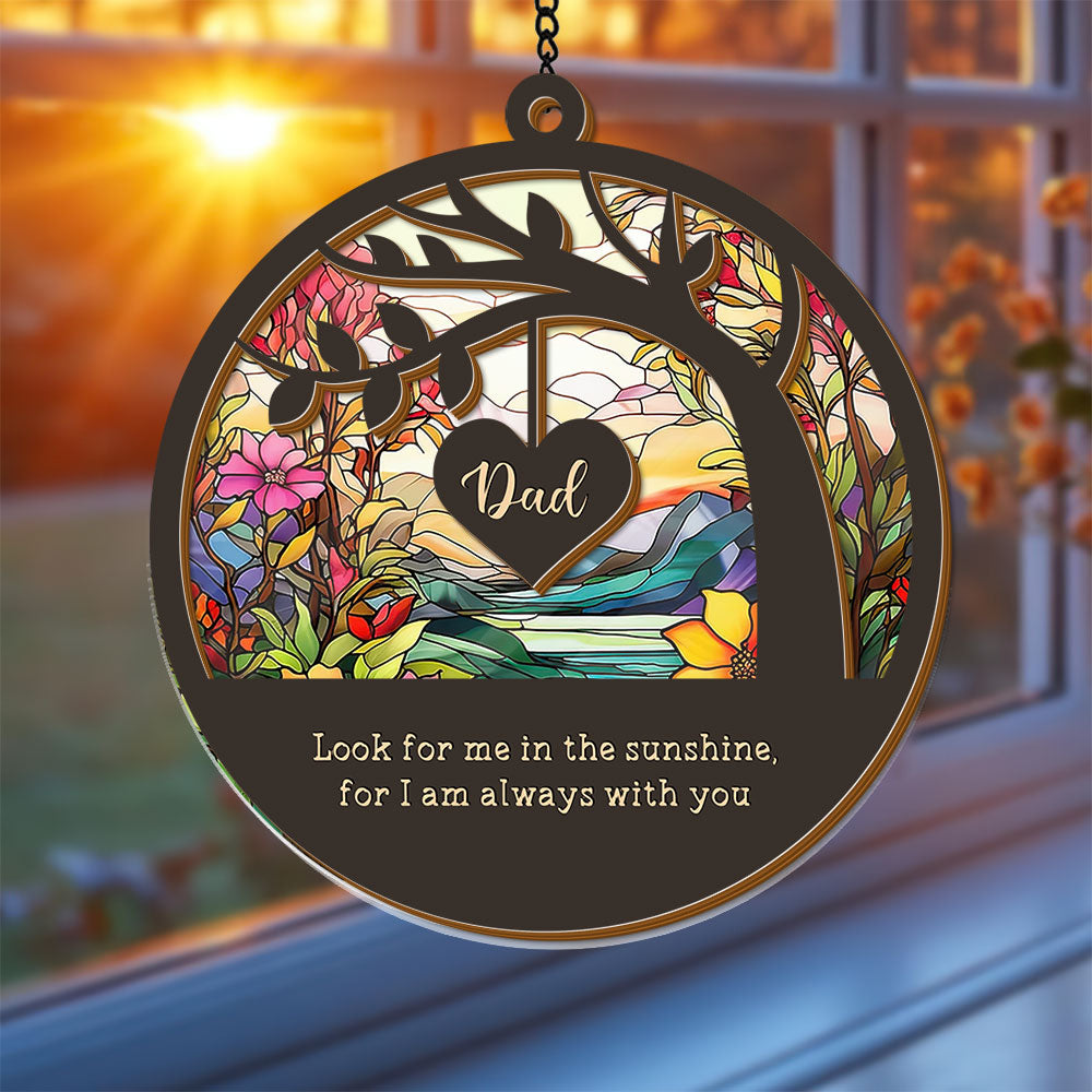 Personalized memorial suncatcher with delicate feather design, a thoughtful loss sympathy gift.