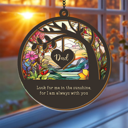 Personalized memorial suncatcher with delicate feather design, a thoughtful loss sympathy gift.