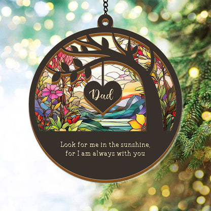 Personalized memorial suncatcher with delicate feather design, a thoughtful loss sympathy gift.