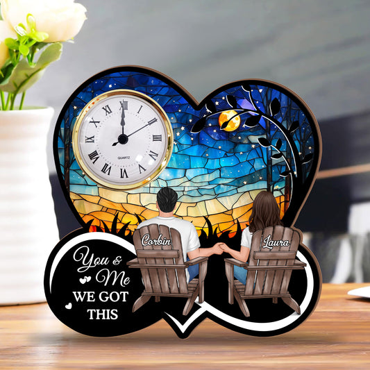Personalized "Love That Grows With Time" desk clock plaque, a unique engraved gift.