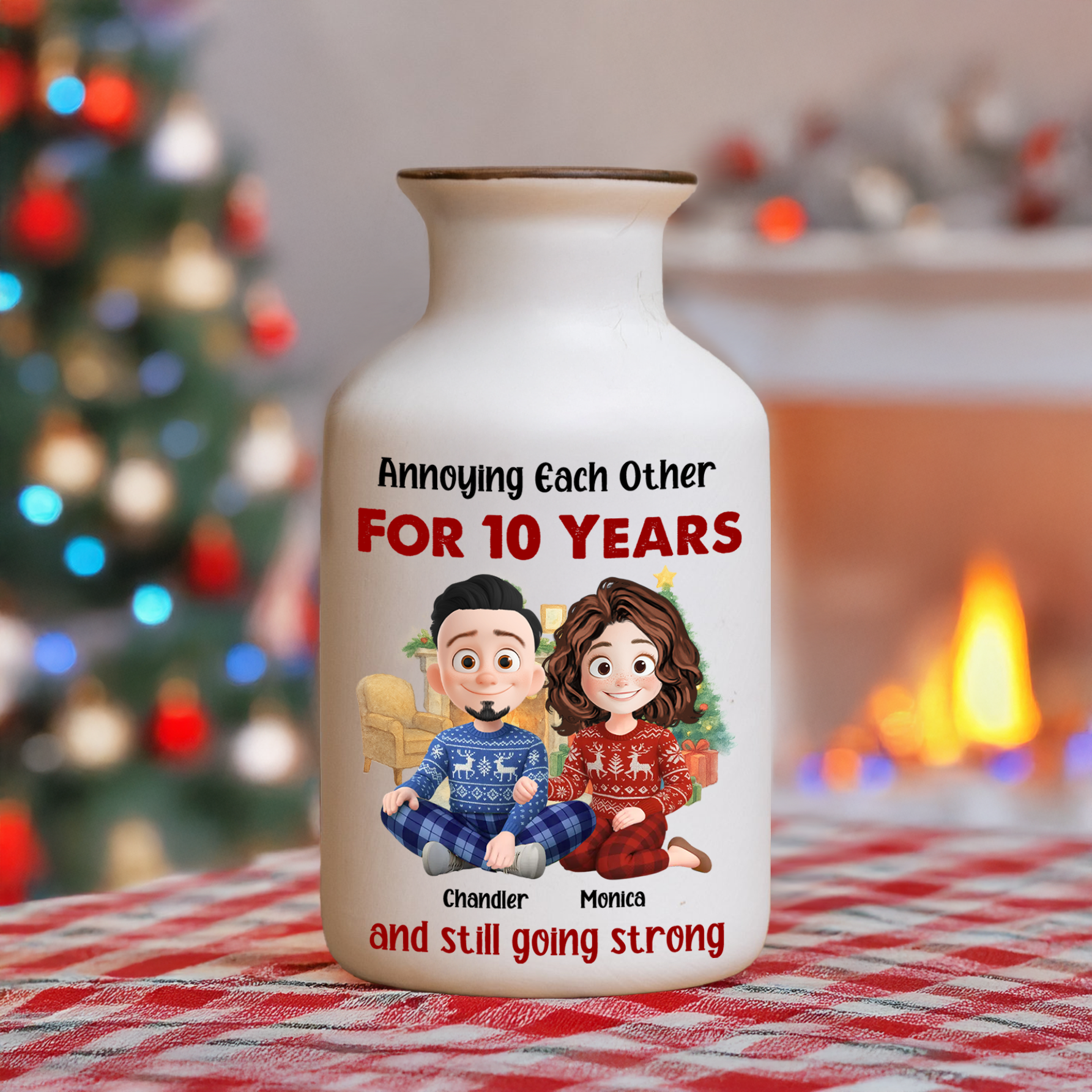 Personalized "Love You Forever" ceramic flower vase, elegant white minimalist design.