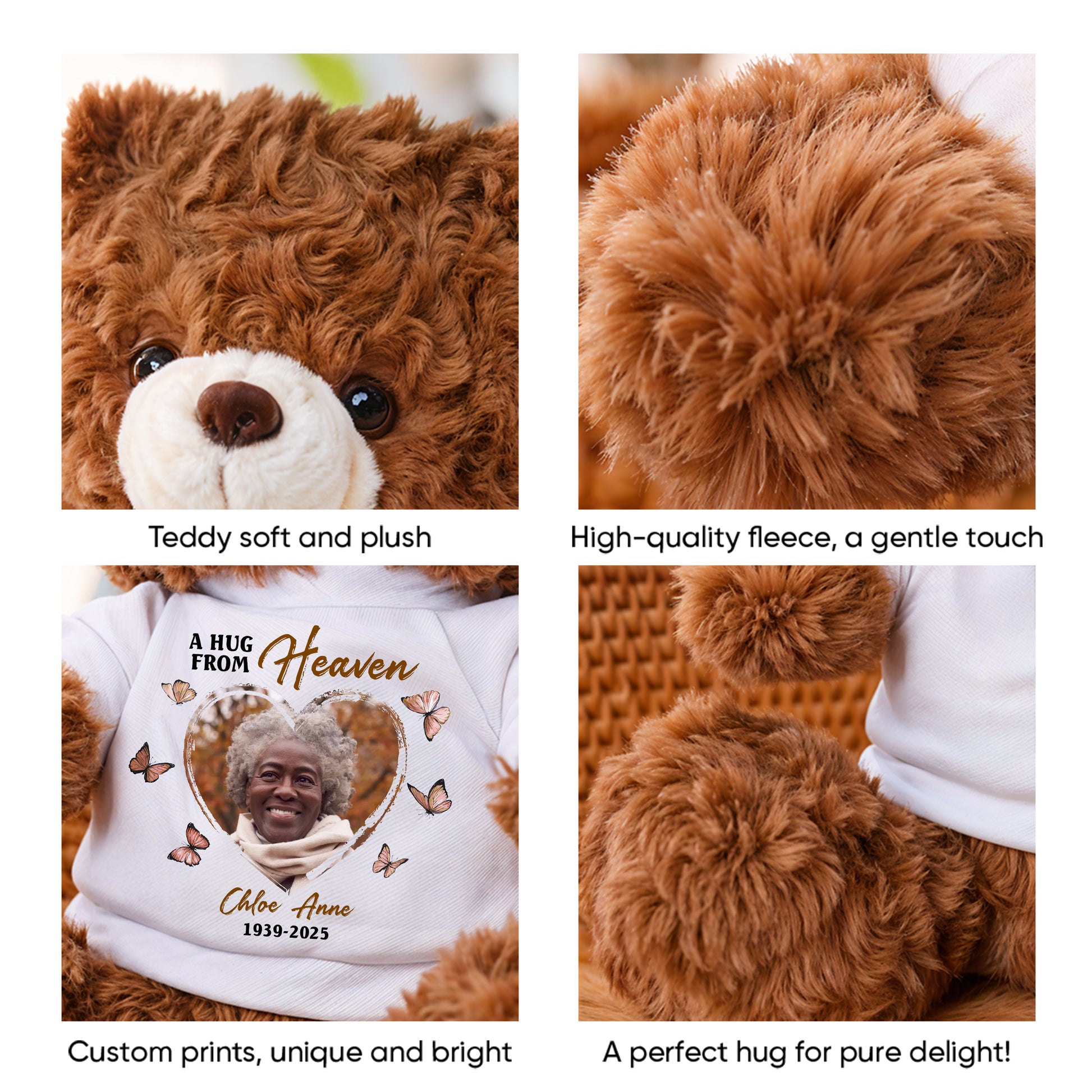 Personalized "Love You Morning Noon & Night" memorial teddy bear plush.
