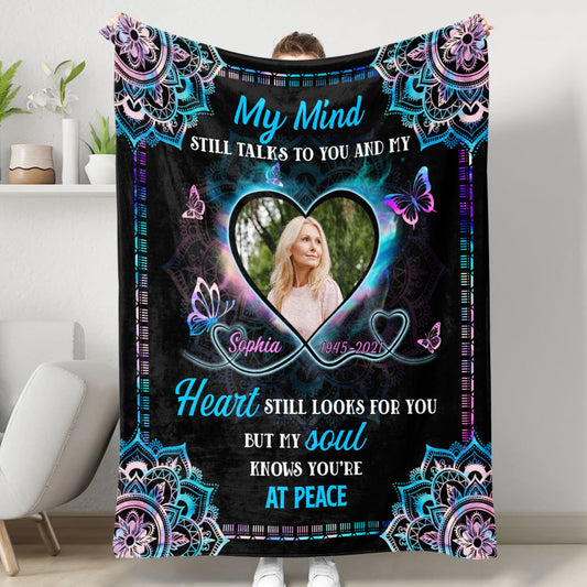 Mandala A Hug From Heaven Memorial Blanket - Personalized sympathy gift.