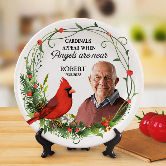 Personalized memorial plate with "My Mind Still Talks to You" design. A touching sympathy gift.