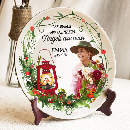 Personalized memorial plate with "My Mind Still Talks to You" design. A touching sympathy gift.