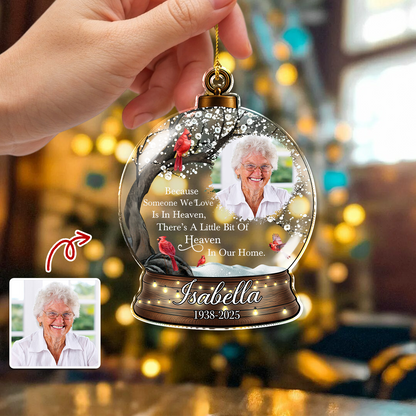 Personalized Memorial Snowball Ornament: Custom acrylic ornament to honor loved ones.