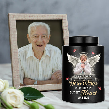 Memorial Wings Keepsake Urn for Ashes, crafted from stainless steel, a beautiful and lasting tribute.