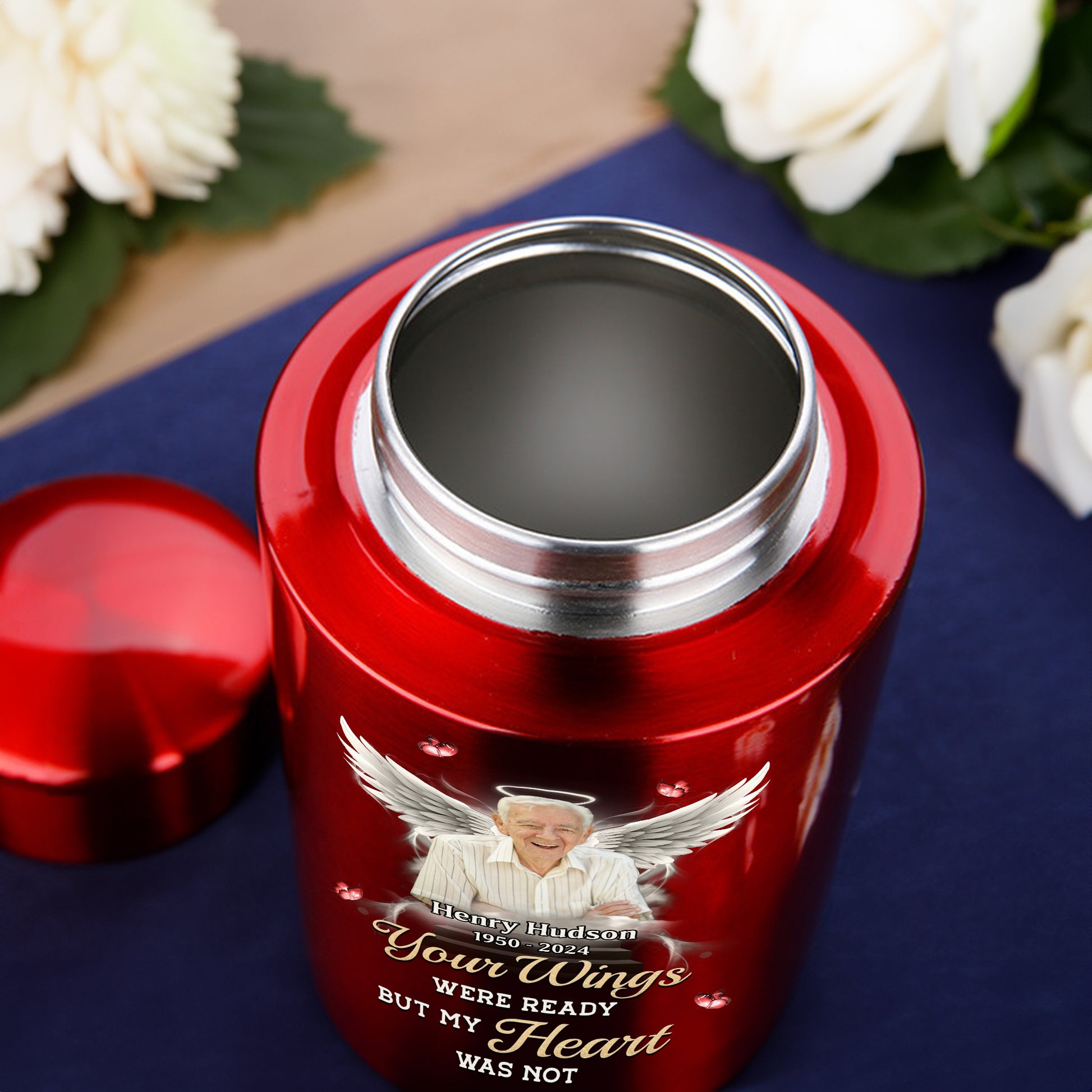 Memorial Wings Keepsake Urn for Ashes, crafted from stainless steel, a beautiful and lasting tribute.