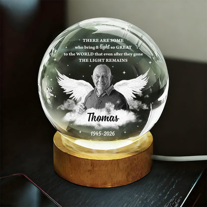 Memorial Wings Light Up The World - Personalized Memorial Crystal Globe Lamp