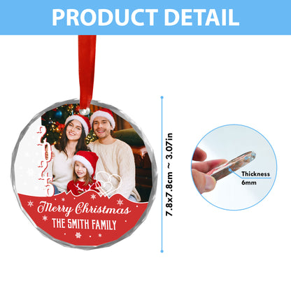 Personalized "Merry Christmas 2025" glass ornament with custom name, perfect holiday keepsake.