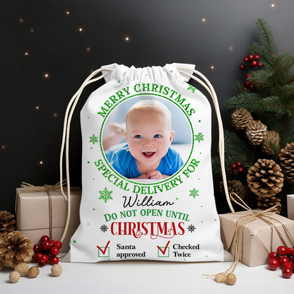 Merry Christmas "Do Not Open" Christmas bag gift sack for family.
