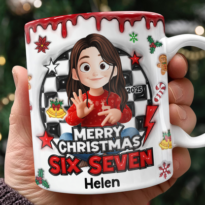 Personalized Merry Christmas coffee mug with 3D effect. A unique custom Christmas gift!