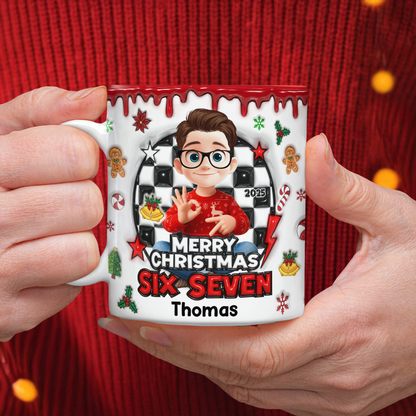 Personalized Merry Christmas coffee mug with 3D effect. A unique custom Christmas gift!