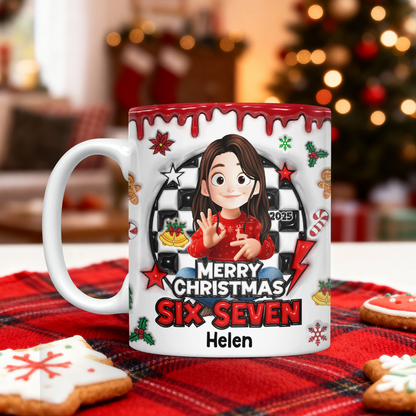 Personalized Merry Christmas coffee mug with 3D effect. A unique custom Christmas gift!