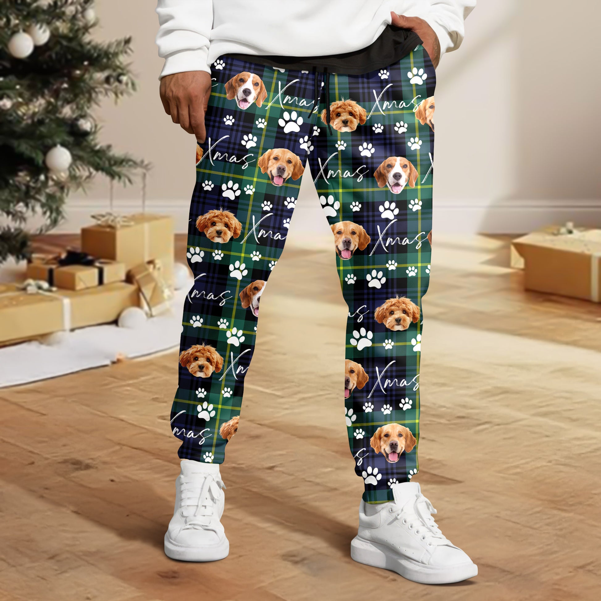 Merry Xmas custom face pajama pants - Personalized Christmas gift sleepwear.