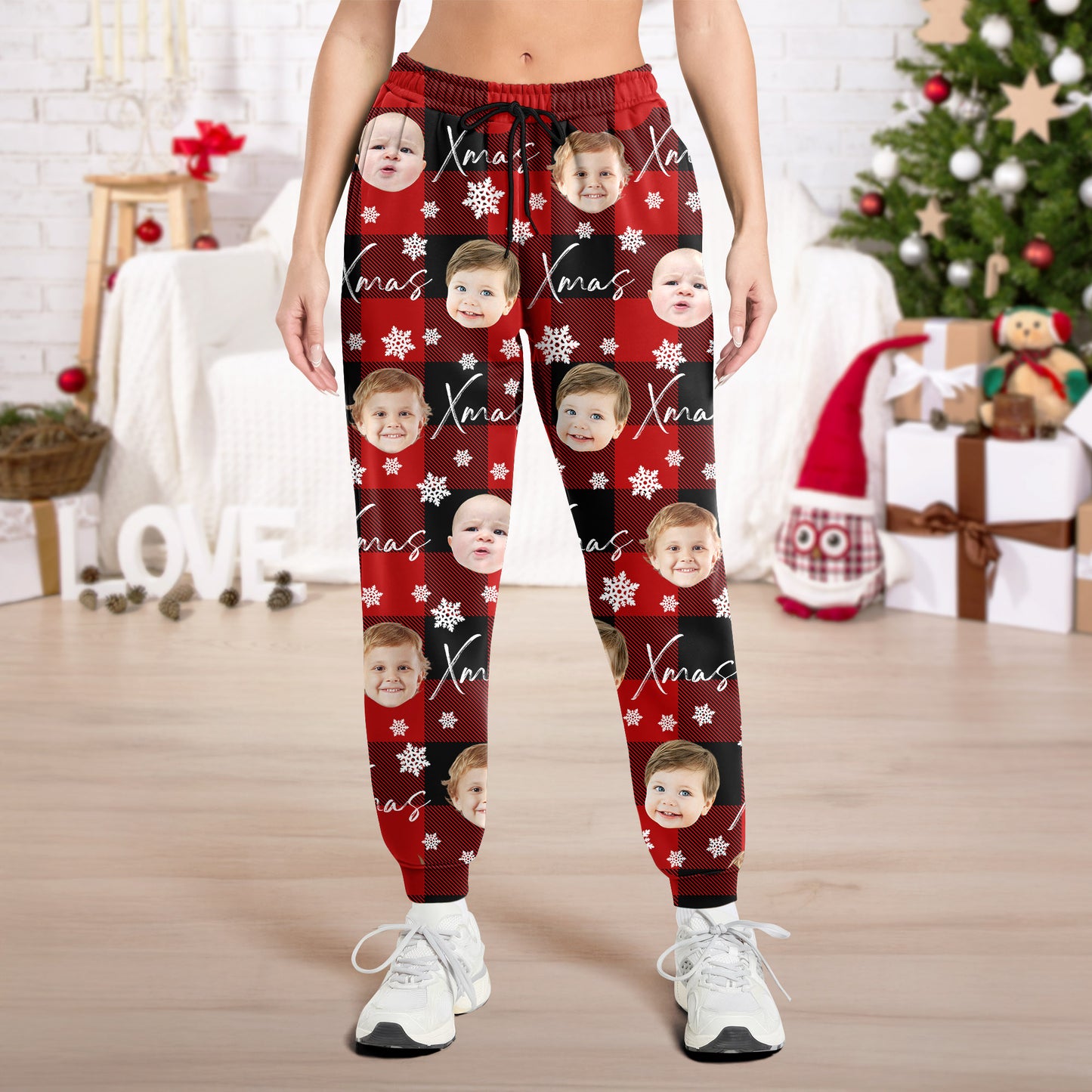 Merry Xmas custom face pajama pants - Personalized Christmas gift sleepwear.