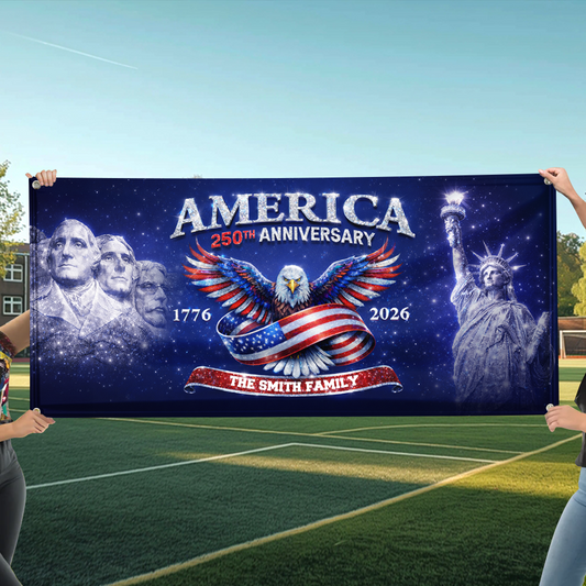 Personalized America 250th Anniversary Banner - Patriotic 2026 Outdoor Decor - Custom Door Banner