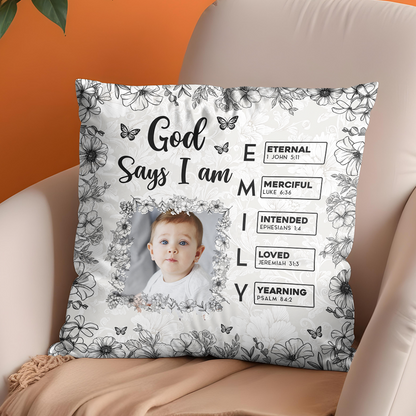 God Says I Am Name Letter - Personalized Custom Pillow