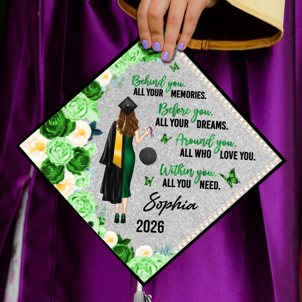 Behind You Flowers Senior Graduation Gift - Personalized Printed Graduation Cap Topper