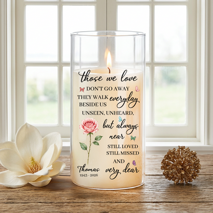 Loss Of Loved One Flower Memorial Candle - Personalized Flameless LED Candle