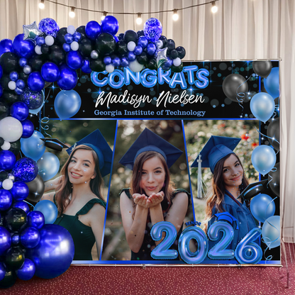 Class Of 2026 Bubble Graduation Decor - Personalized Congrats Graduation Backdrop