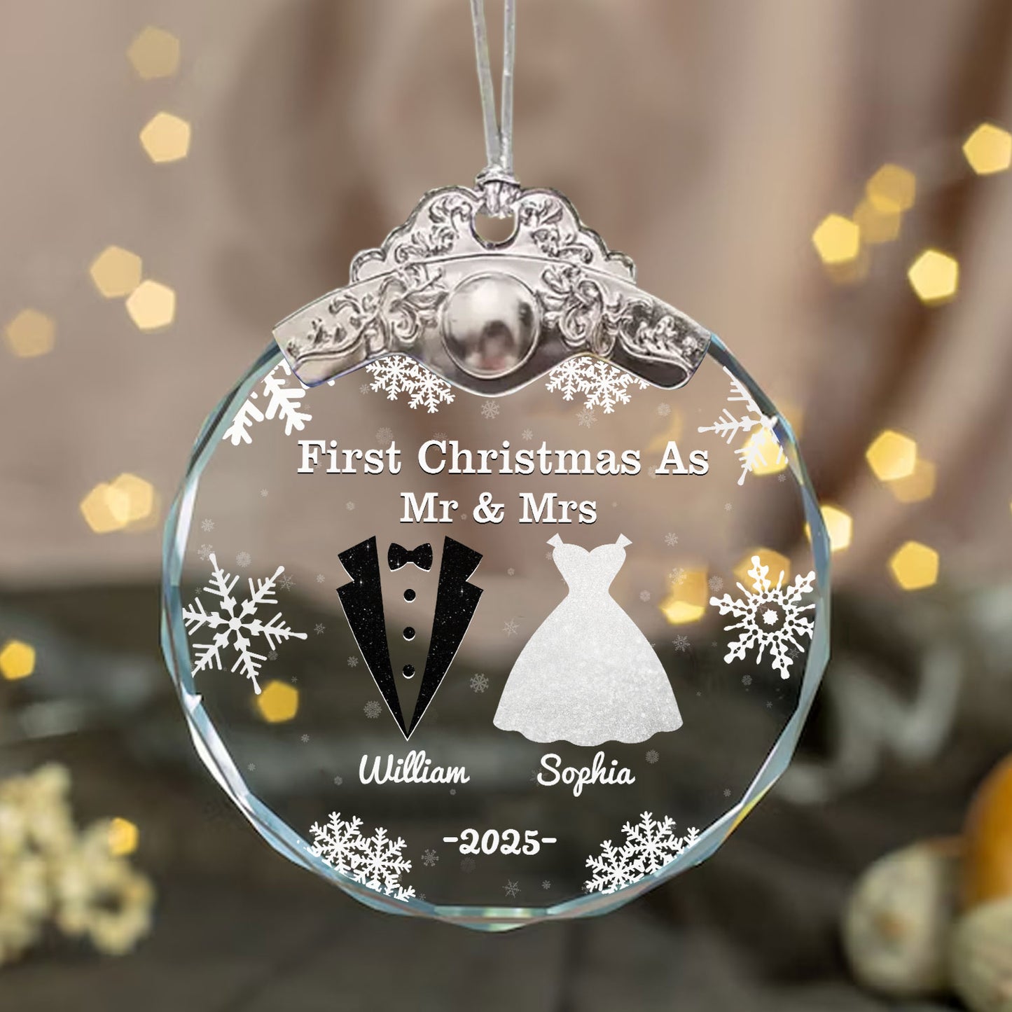 Our Christmas Together - Personalized Glass Ornament With Silver and Gold Cap