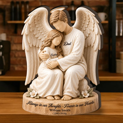 Personalized Memorial Wooden Sign: Custom Angel Figure Block, Sympathy Gift