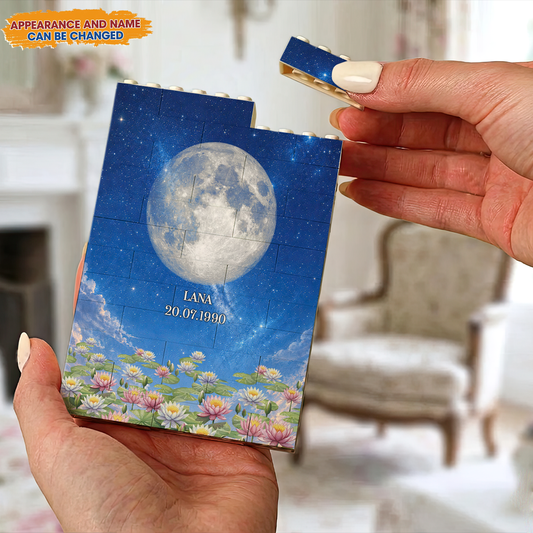 Personalized Moon Phase Building Block - Personalized Rectangle Building Brick