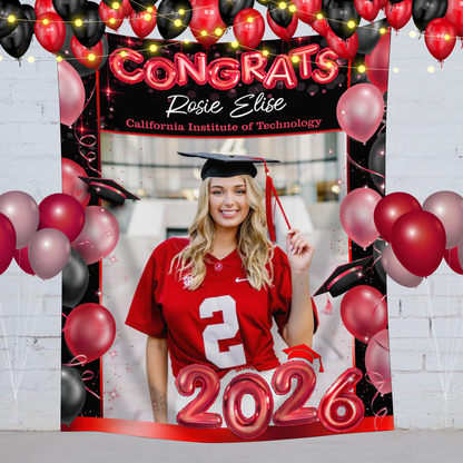 Class Of 2026 Bubble Graduation Decor - Personalized Congrats Graduation Backdrop
