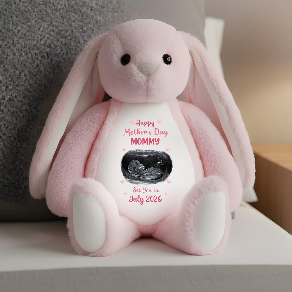 Custom Photo See You In 2026 Baby Expecting - Personalized Custom Bunny Plush
