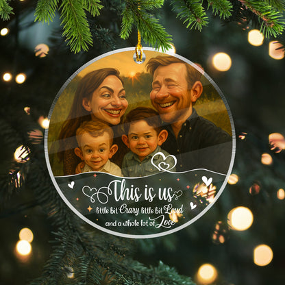 Caricature Ornament Art For Family - Personalized Acrylic Ornament