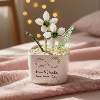 Mom Forever Be My Friend - Personalized Custom Glass Everlasting Flowers
