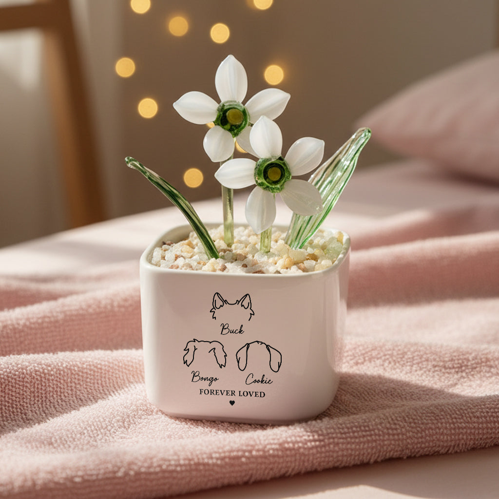Forever Loved Dog Loss - Personalized Custom Glass Everlasting Flowers