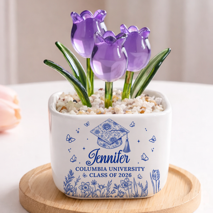 Congrats Graduation - Personalized Custom Glass Everlasting Tulips