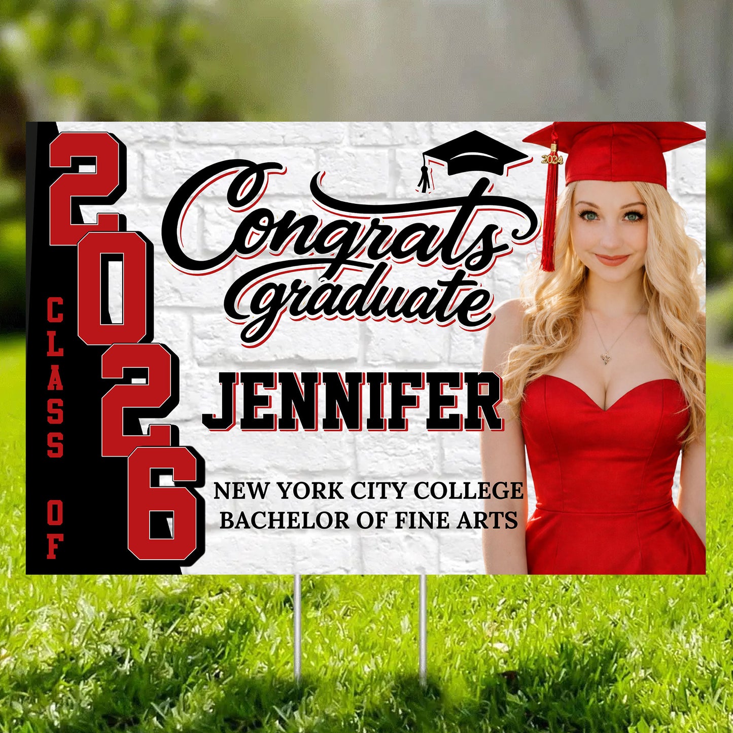 2026 Lawn Sign Graduation Gift - Personalized Graduation Yarn Sign With Stake