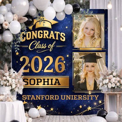 Class of 2026 Custom Graduation Party Backdrop - Personalized Congrats Graduation Backdrop