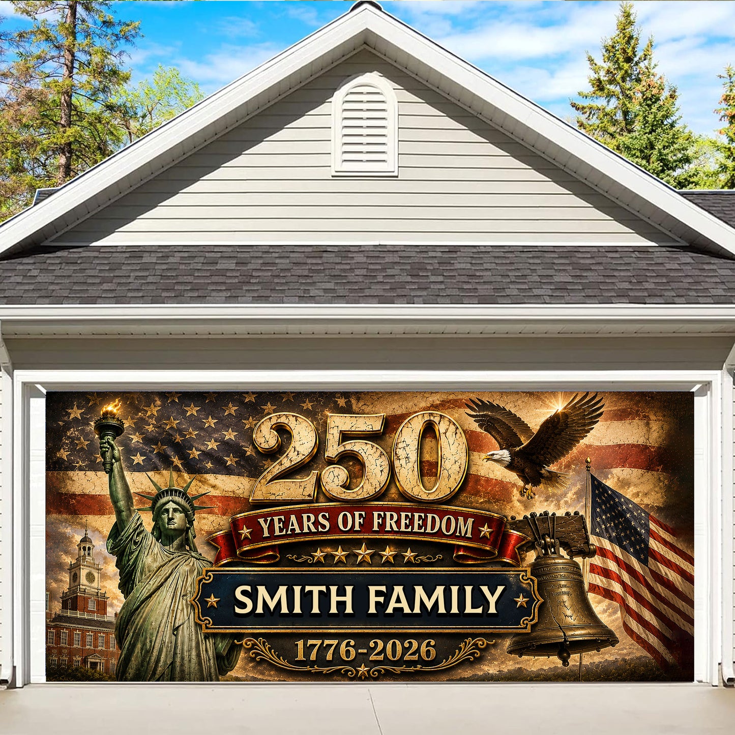 250 Years Decor 1776–2026 Patriotic Banner - Personalized Semiquincentennial Banner