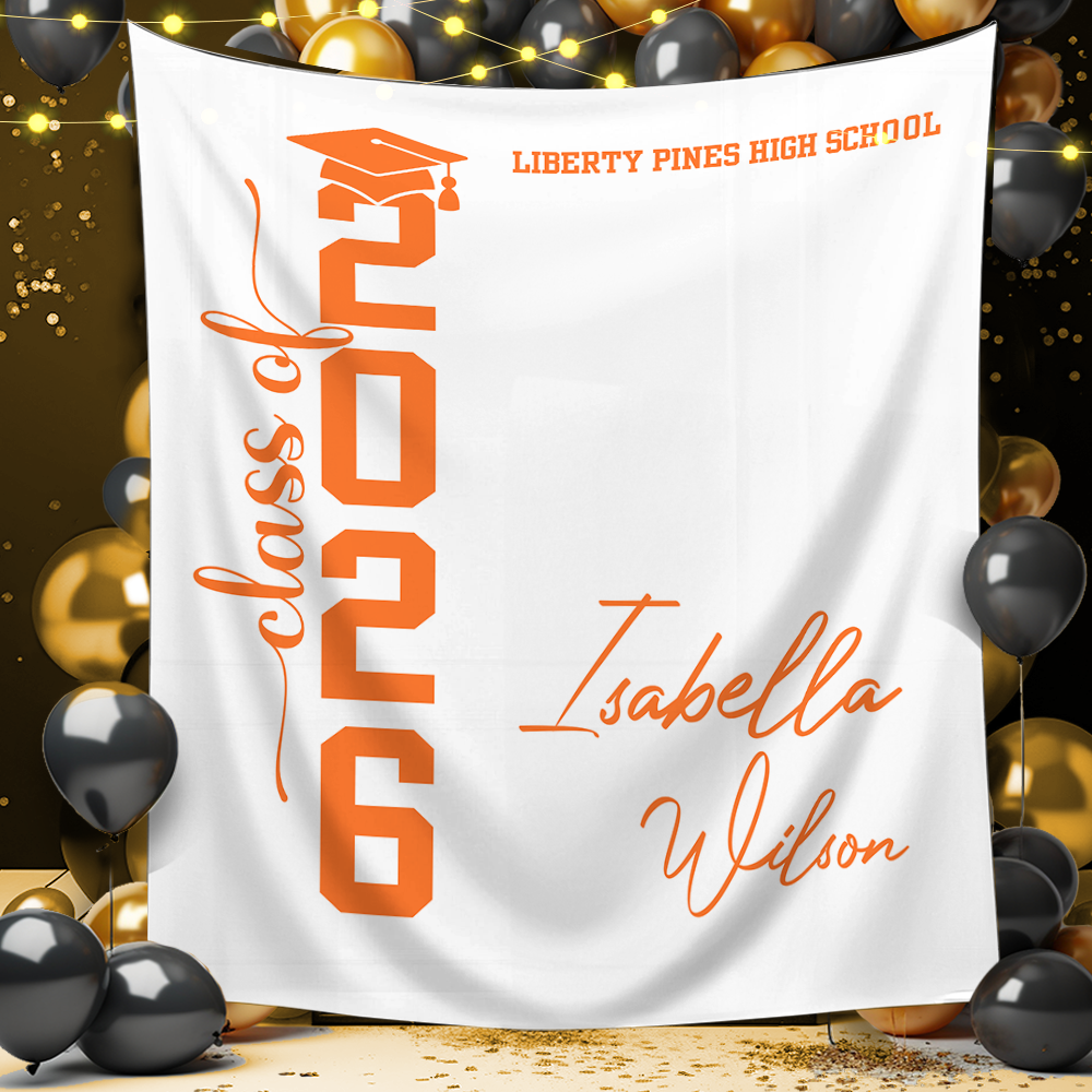 Classic Grad Party Style Graduation Decor - Personalized Congrats Graduation Backdrop