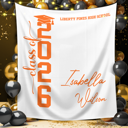 Classic Grad Party Style Graduation Decor - Personalized Congrats Graduation Backdrop