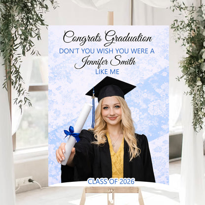 Congrats Graduation Floral - Personalized Graduation Welcome Sign - Custom Photo Welcome Sign