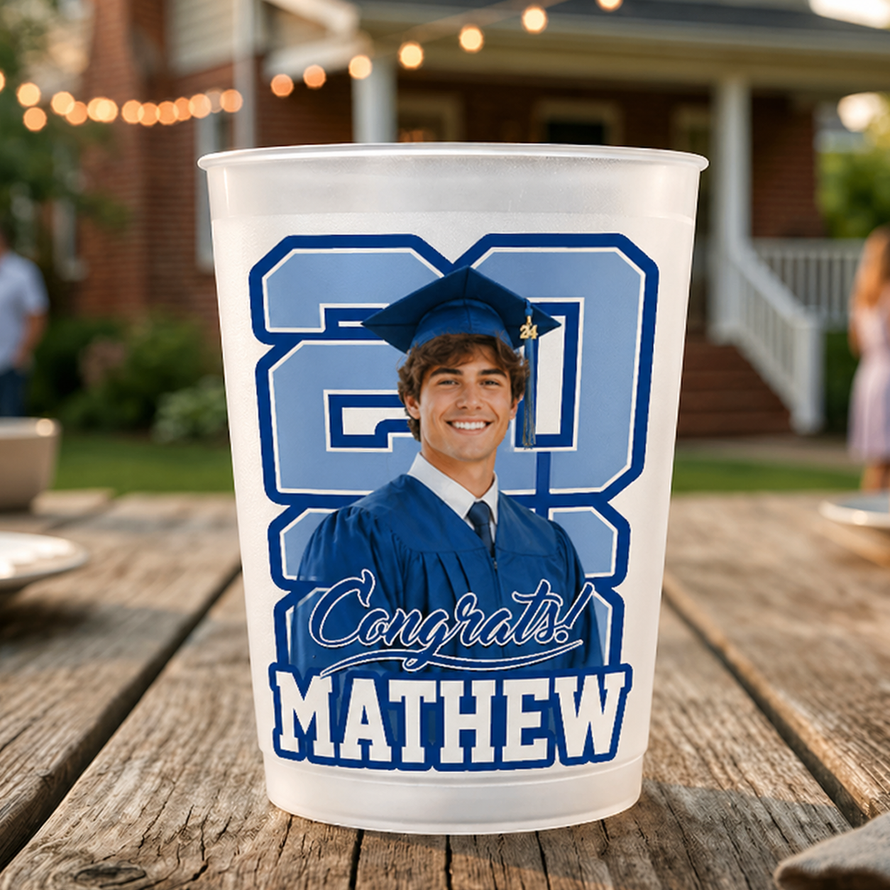 Class Of 2026 Glitter Congrats Grad Custom Photo - Personalized Graduation Cups