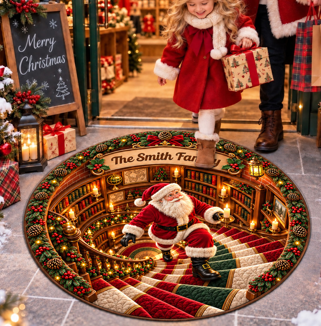 Merry Moments All Season Shaped Doormat - Personalized Christmas Decor 3D Round Rug