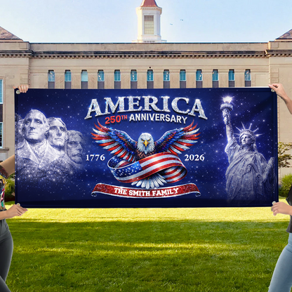 Personalized America 250th Anniversary Banner - Patriotic 2026 Outdoor Decor - Custom Door Banner
