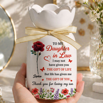 A Daughter By Heart - Custom 3D Inflated Effect - Personalized Custom Ribbon Tie Flower Vase