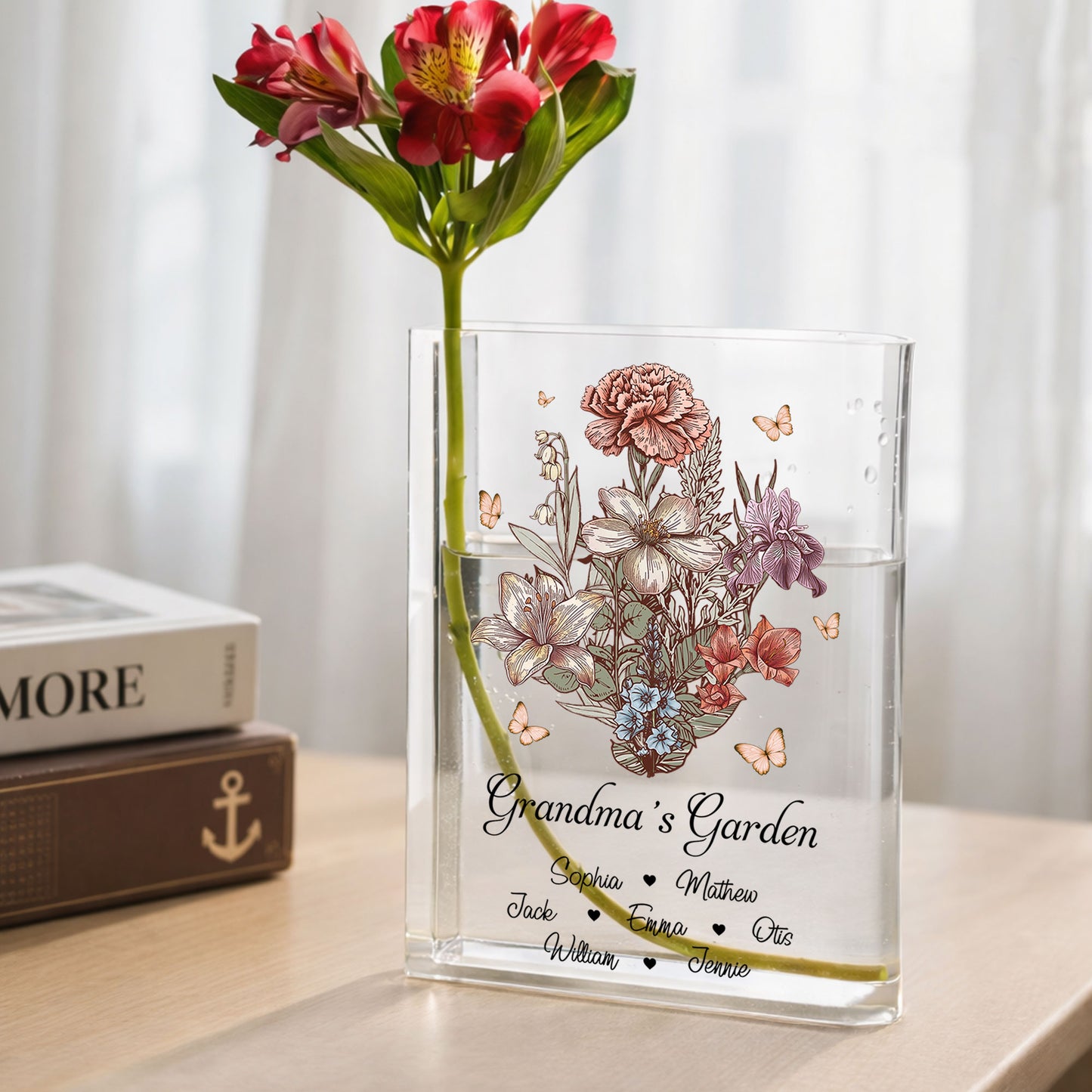 Grandma's Garden Family Birth Flower - Personalized Acrylic Book Vase